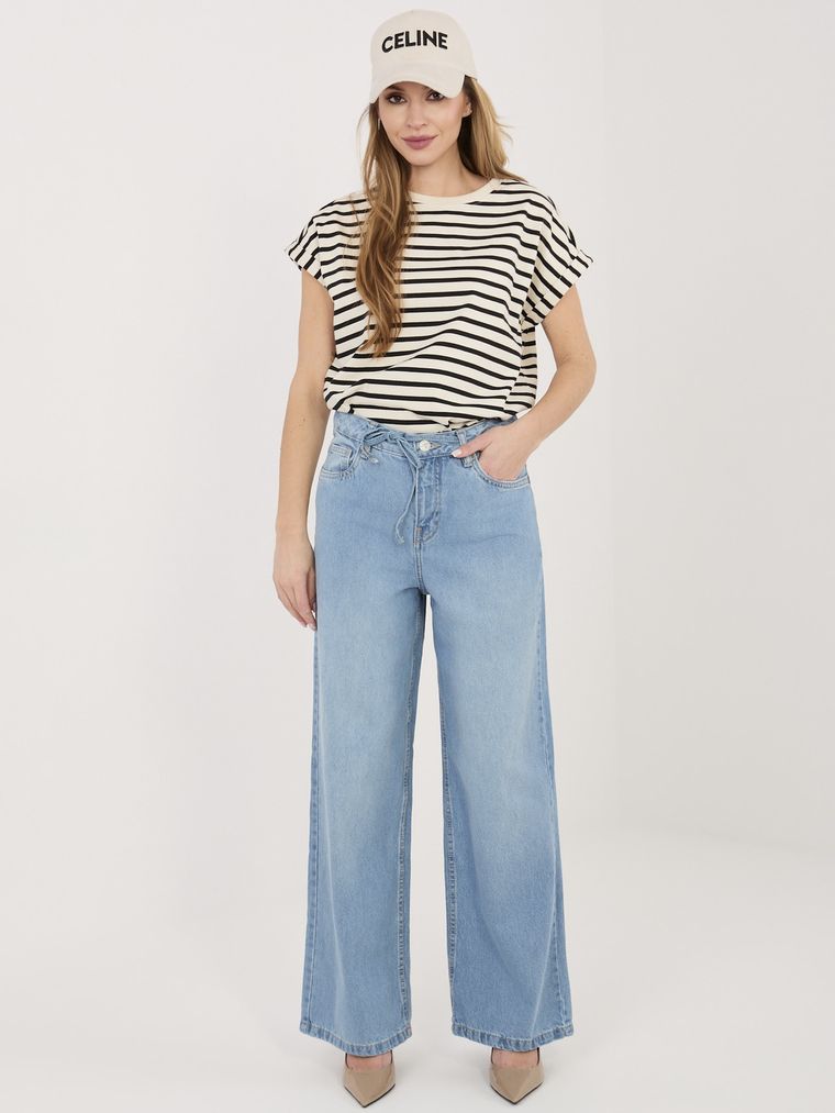 Spodnie jeansowe damskie, wide, niebieskie, Sublevel