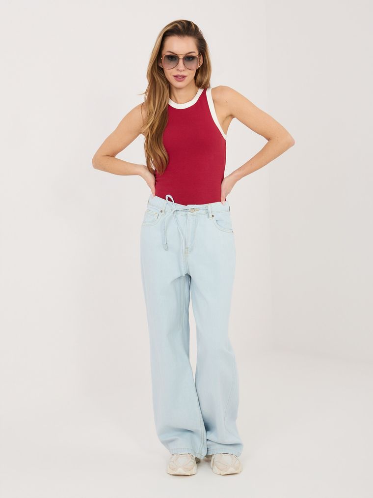 Spodnie jeansowe damskie, wide, niebieskie, Sublevel