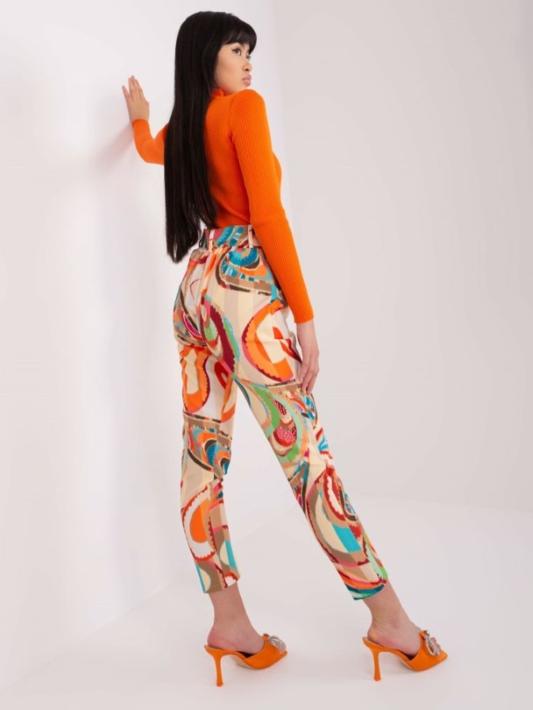 Spodnie materiałowe damskie, beżowe, Italy Moda