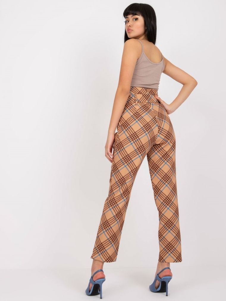 Spodnie materiałowe damskie, beżowe, Italy Moda