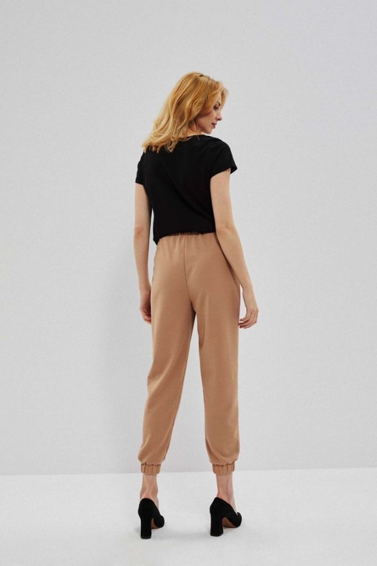 Spodnie materiałowe damskie, beżowe, Moodo