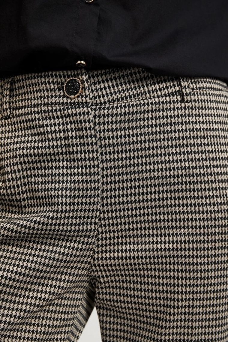 Spodnie materiałowe damskie, beżowe, Moodo