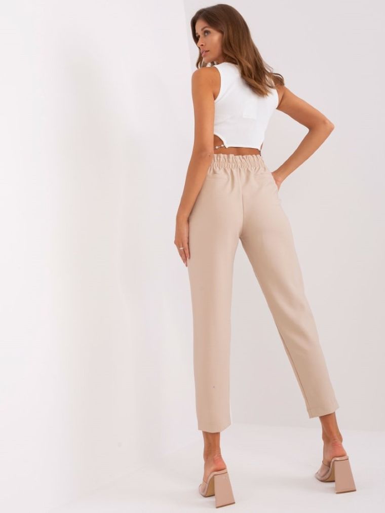 Spodnie materiałowe damskie, beżowe, Och Bella