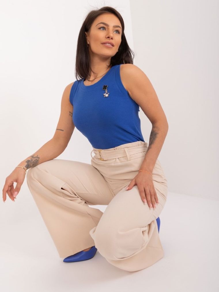 Spodnie materiałowe damskie, beżowe, Rue Paris