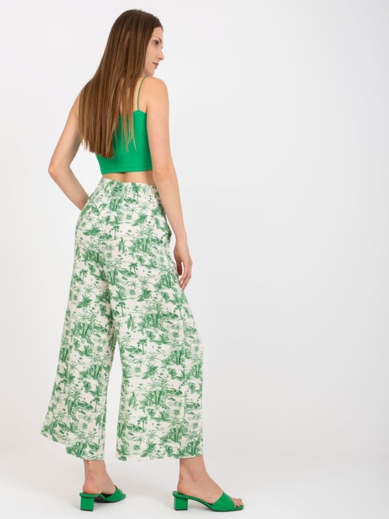 Spodnie materiałowe damskie, beżowo-zielone, Sublevel