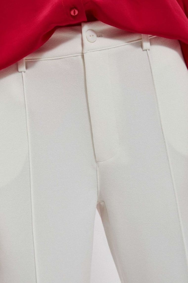 Spodnie materiałowe damskie, białe, Moodo