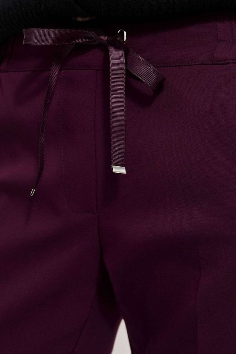 Spodnie materiałowe damskie, bordowe, Moodo