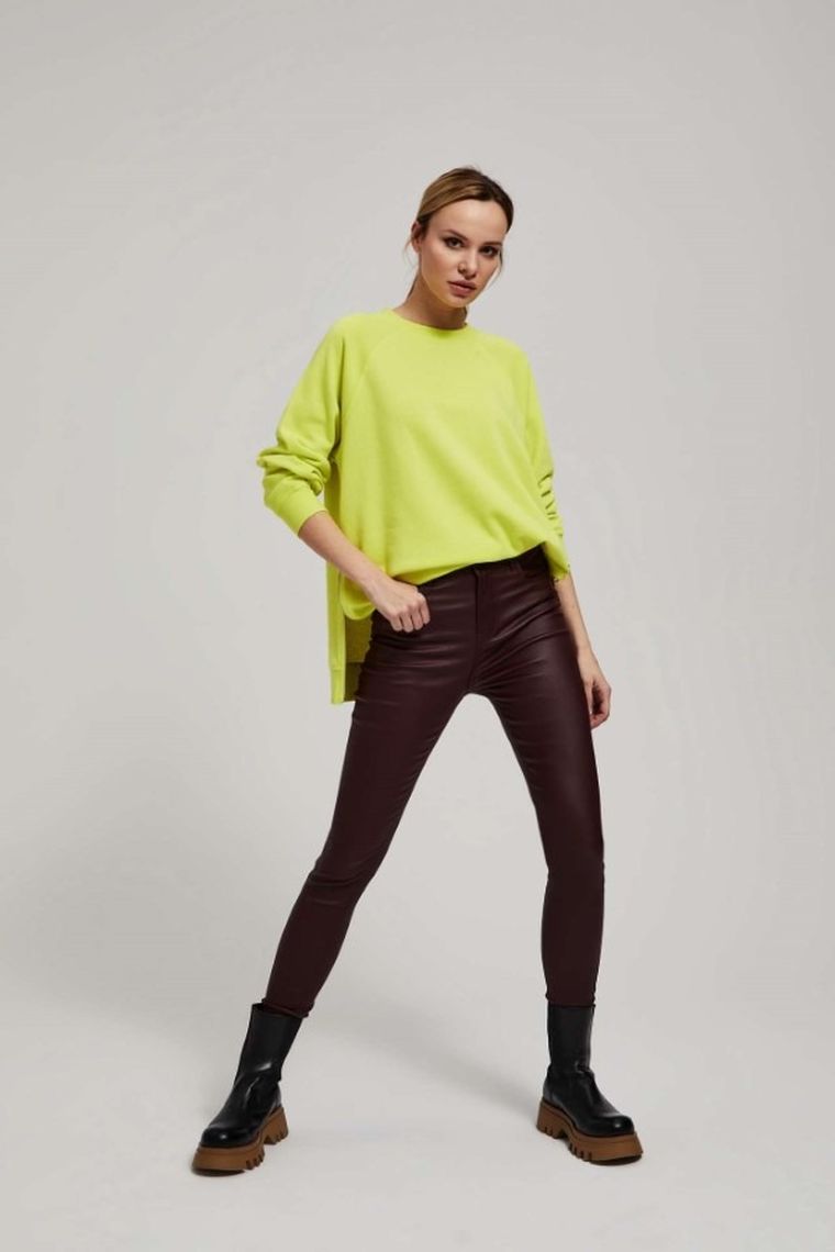 Spodnie materiałowe damskie, brązowe, Moodo