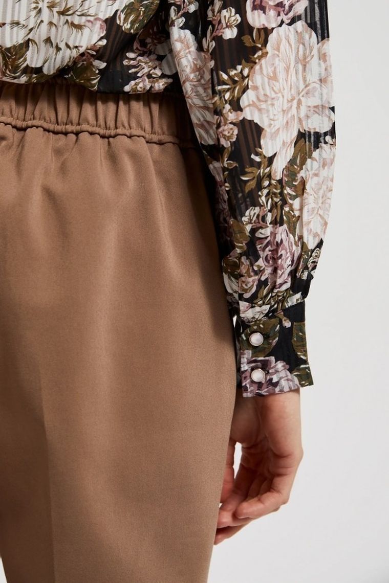 Spodnie materiałowe damskie, brązowe, Moodo