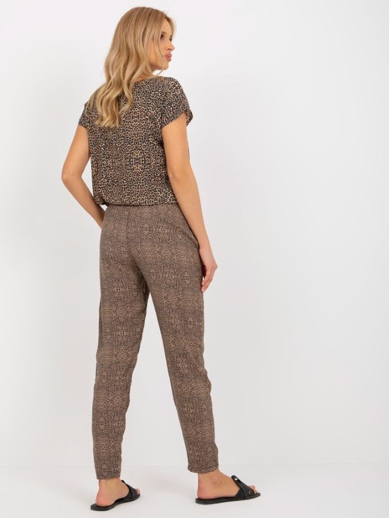 Spodnie materiałowe damskie, brązowe, Sublevel