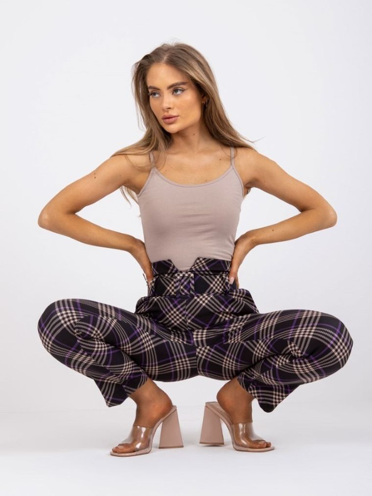 Spodnie materiałowe damskie, czarne, Italy Moda