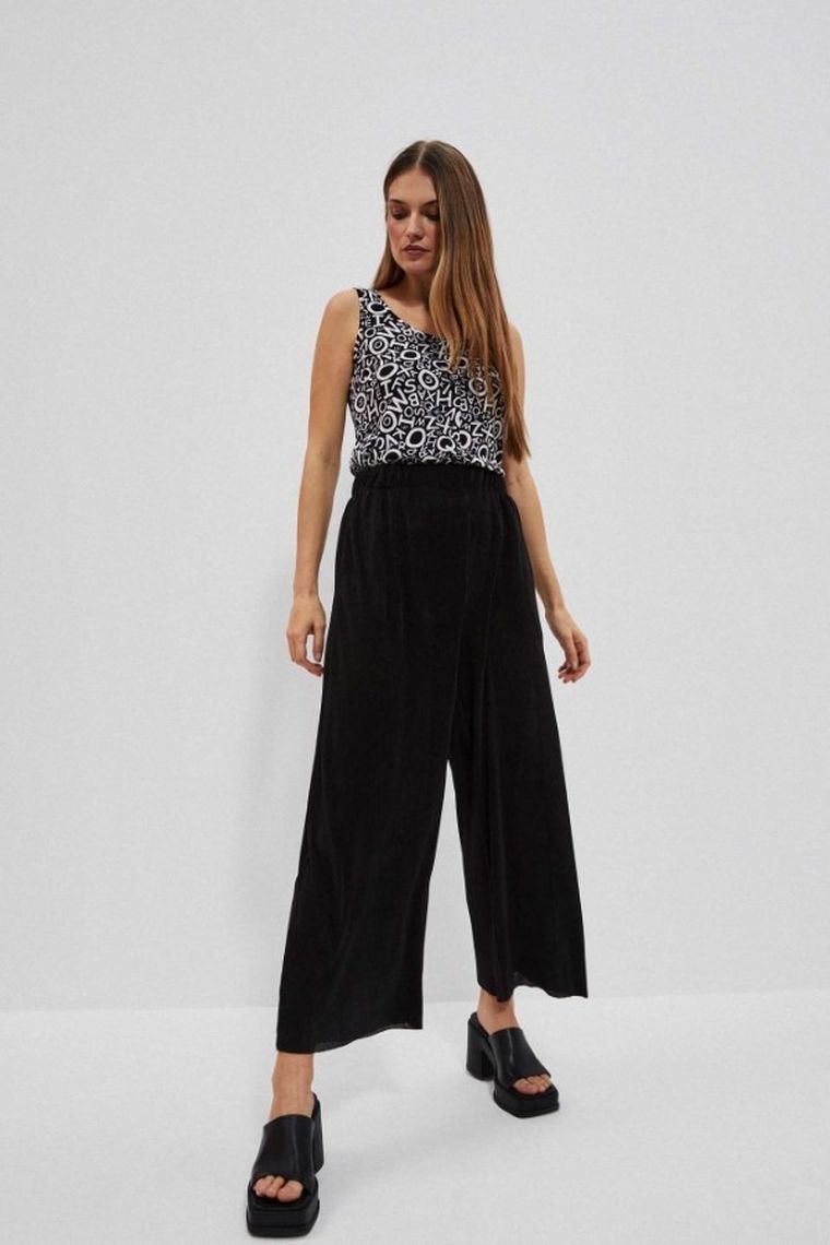 Spodnie materiałowe damskie, czarne, Moodo