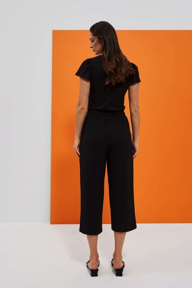 Spodnie materiałowe damskie, czarne, Moodo