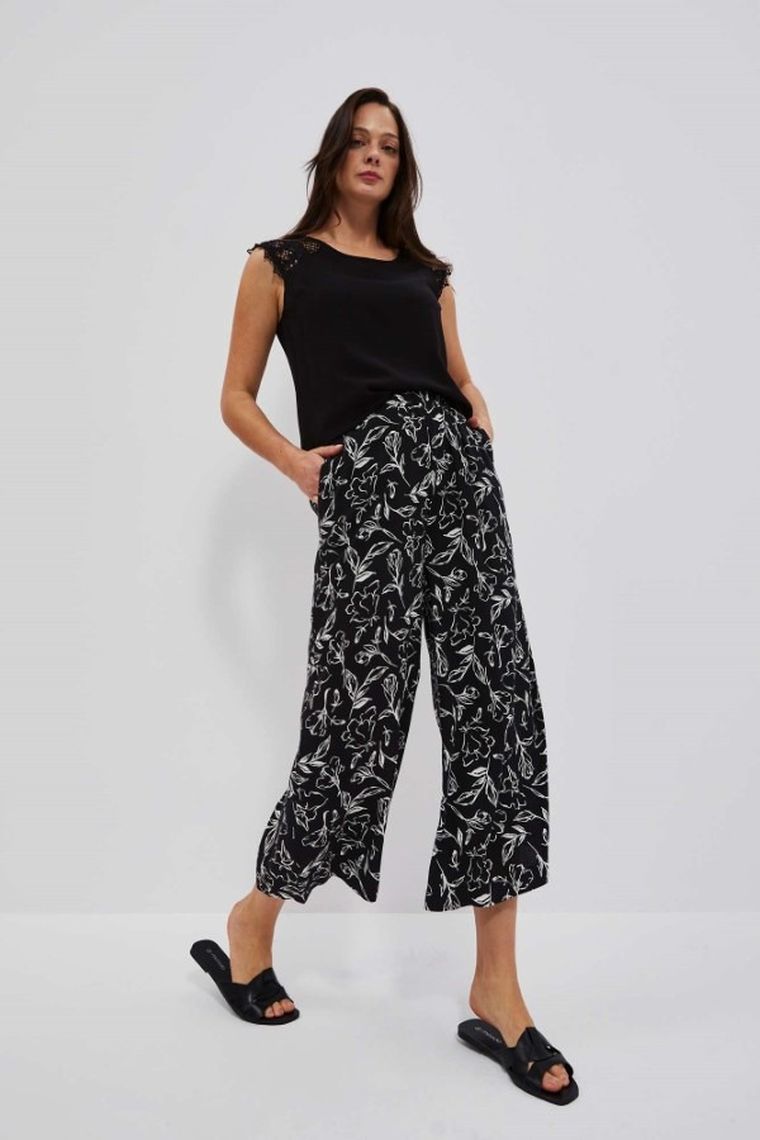 Spodnie materiałowe damskie, czarne, Moodo