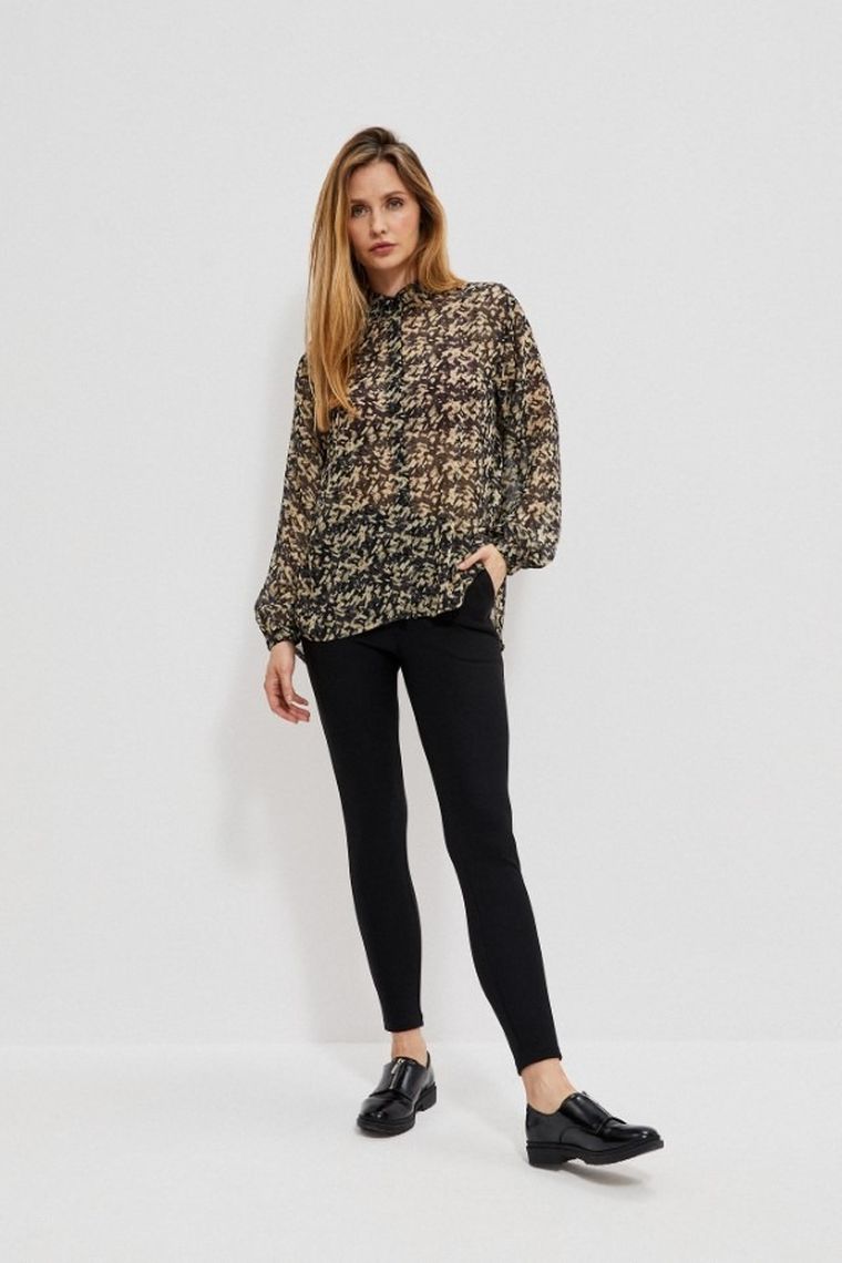 Spodnie materiałowe damskie, czarne, Moodo