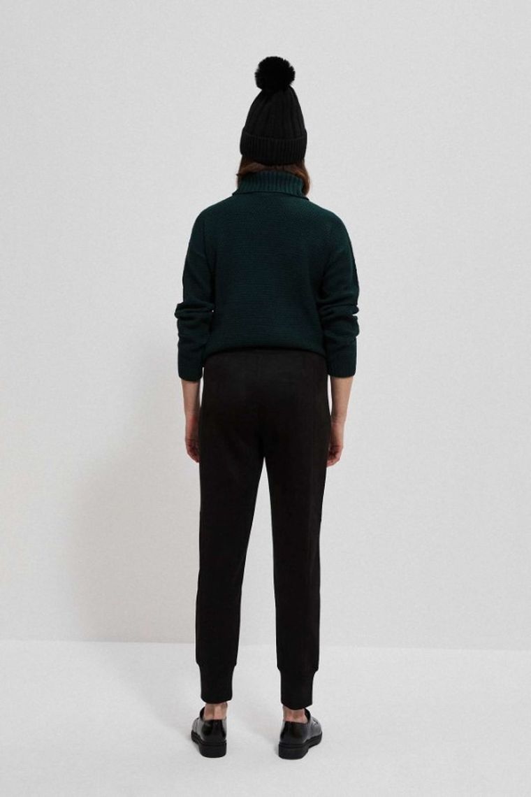 Spodnie materiałowe damskie, czarne, Moodo