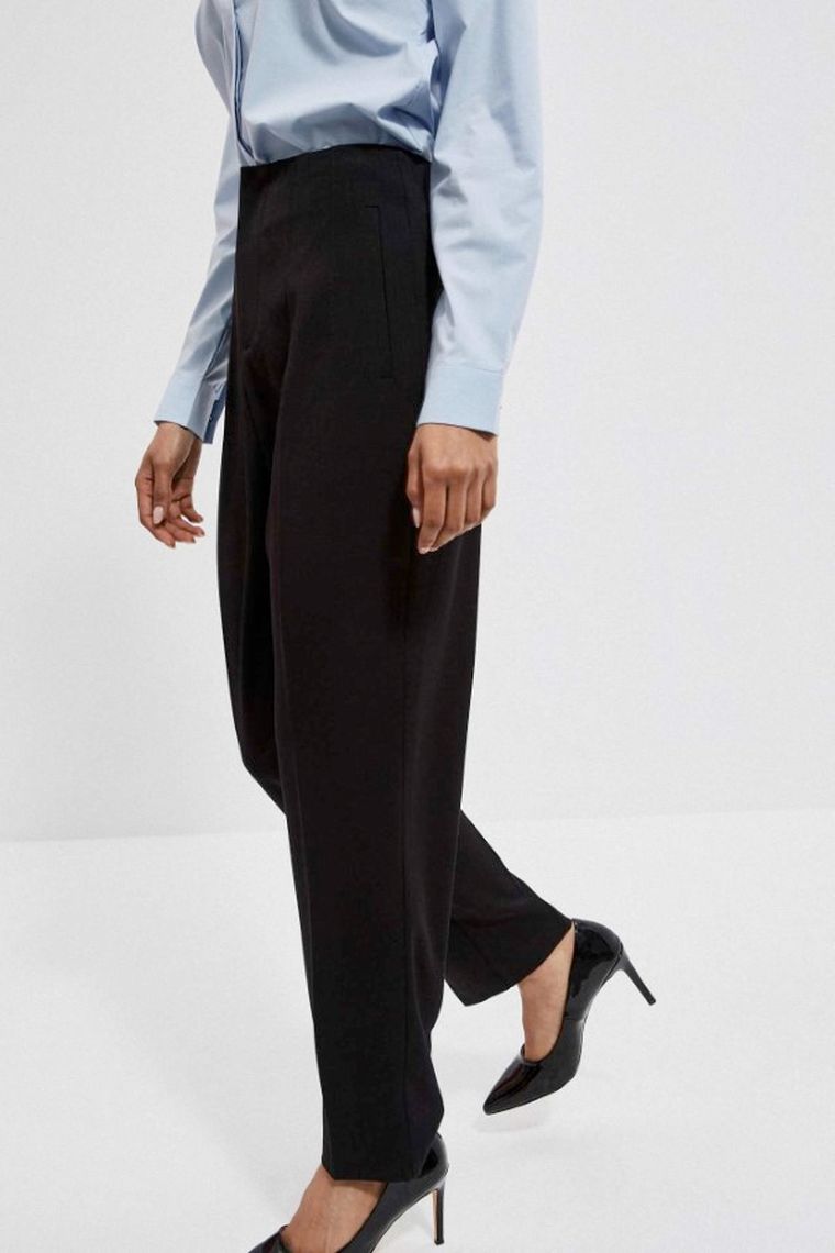 Spodnie materiałowe damskie, czarne, Moodo