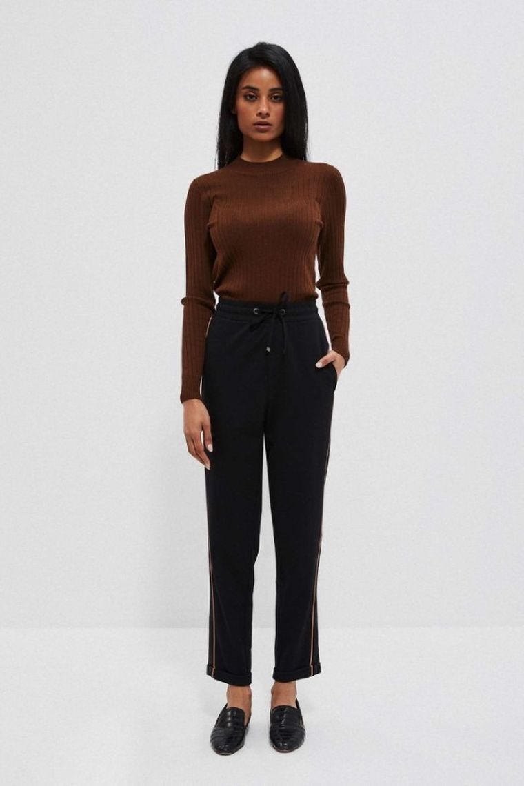 Spodnie materiałowe damskie, czarne, Moodo