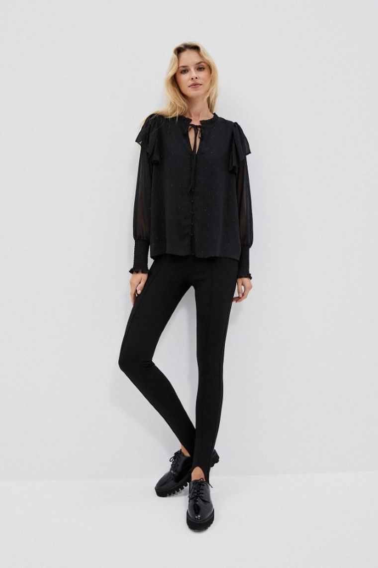 Spodnie materiałowe damskie, czarne, Moodo