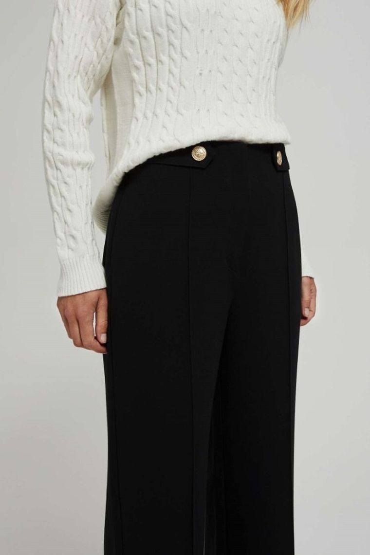 Spodnie materiałowe damskie, czarne, Moodo