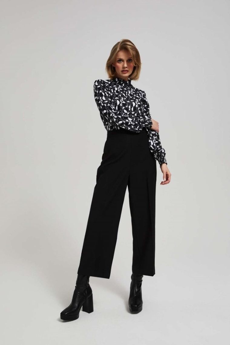 Spodnie materiałowe damskie, czarne, Moodo