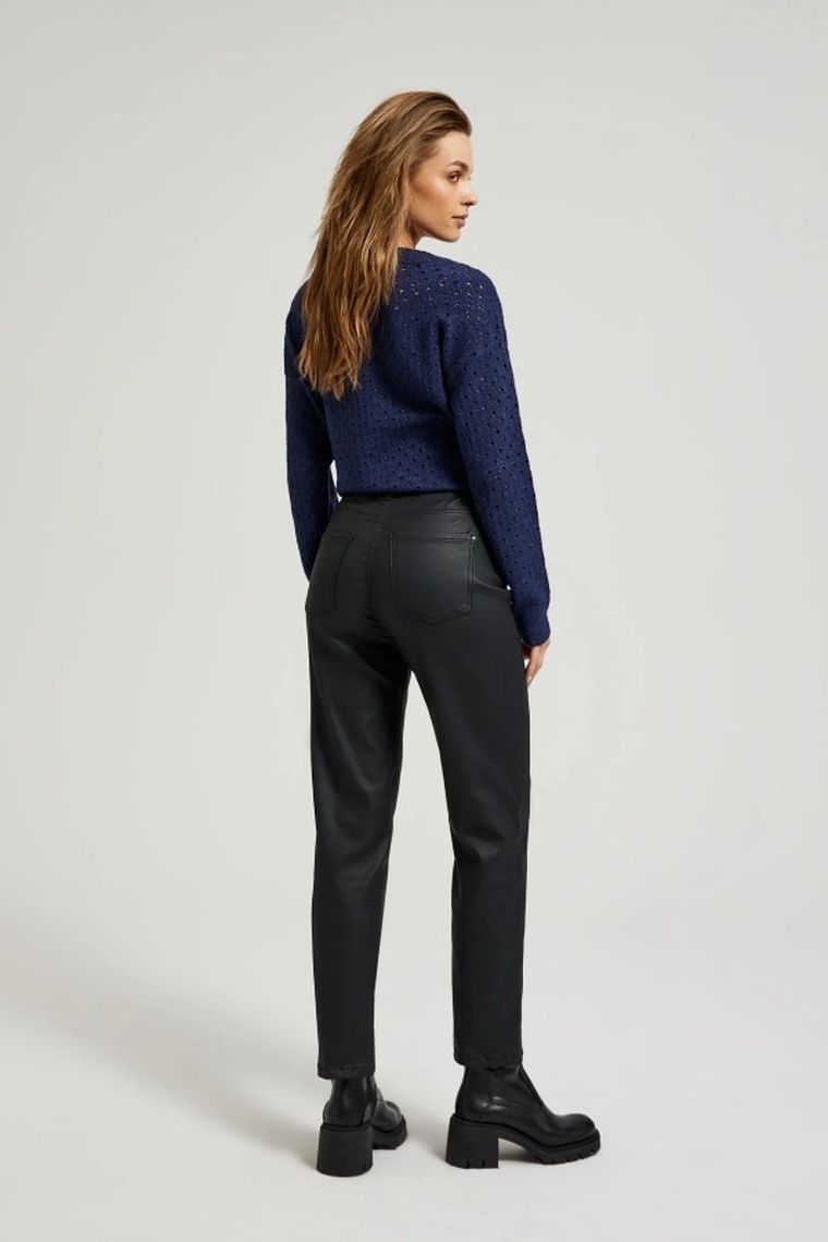 Spodnie materiałowe damskie, czarne, Moodo