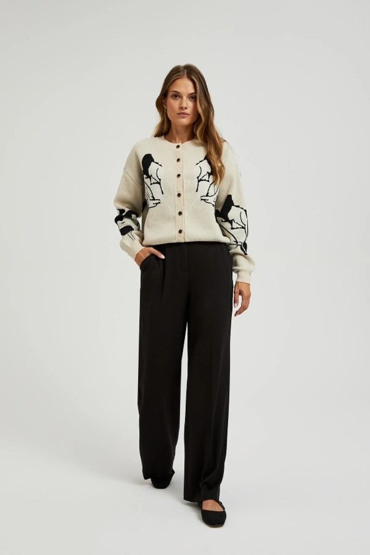 Spodnie materiałowe damskie, czarne, Moodo