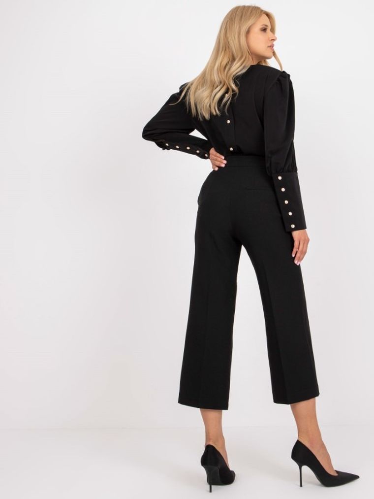 Spodnie materiałowe damskie, czarne, Rue Paris