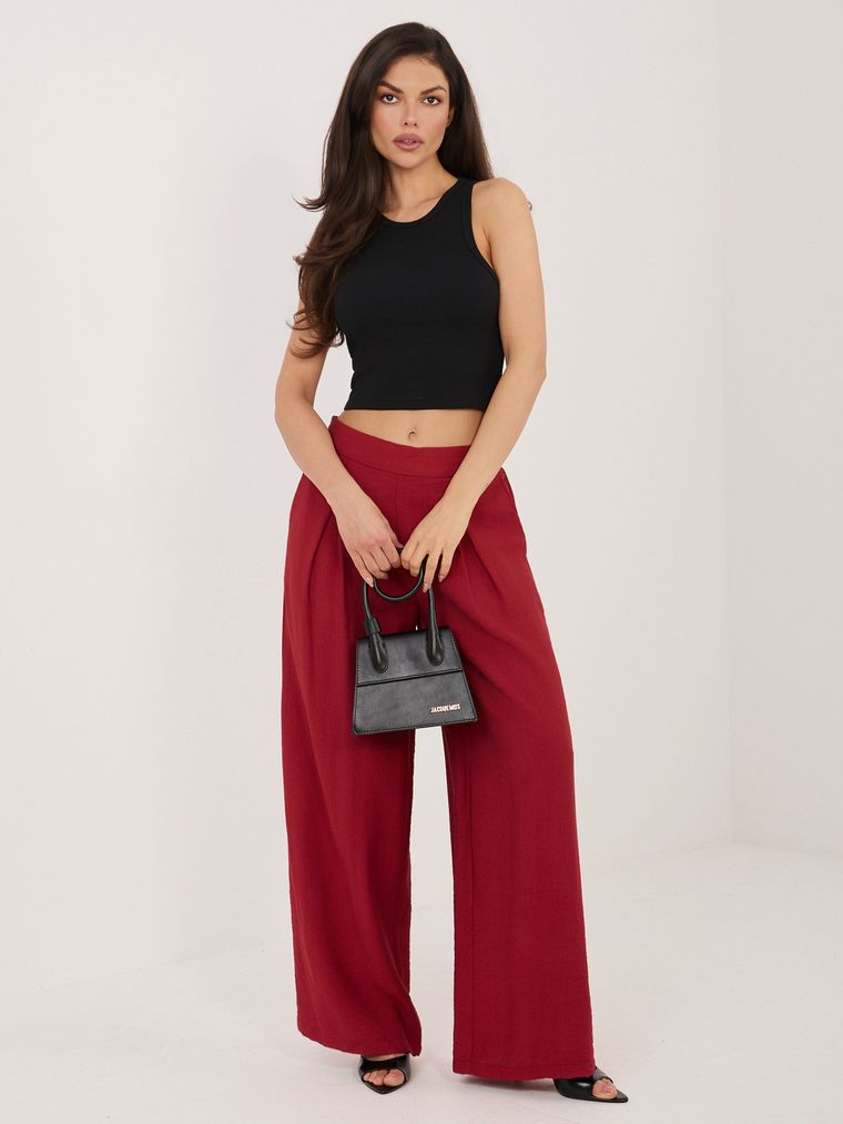 Spodnie materiałowe damskie, czerwone, Sublevel