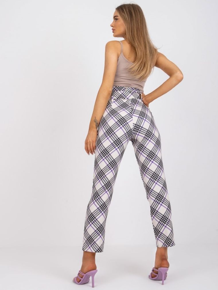 Spodnie materiałowe damskie, ecru, Italy Moda