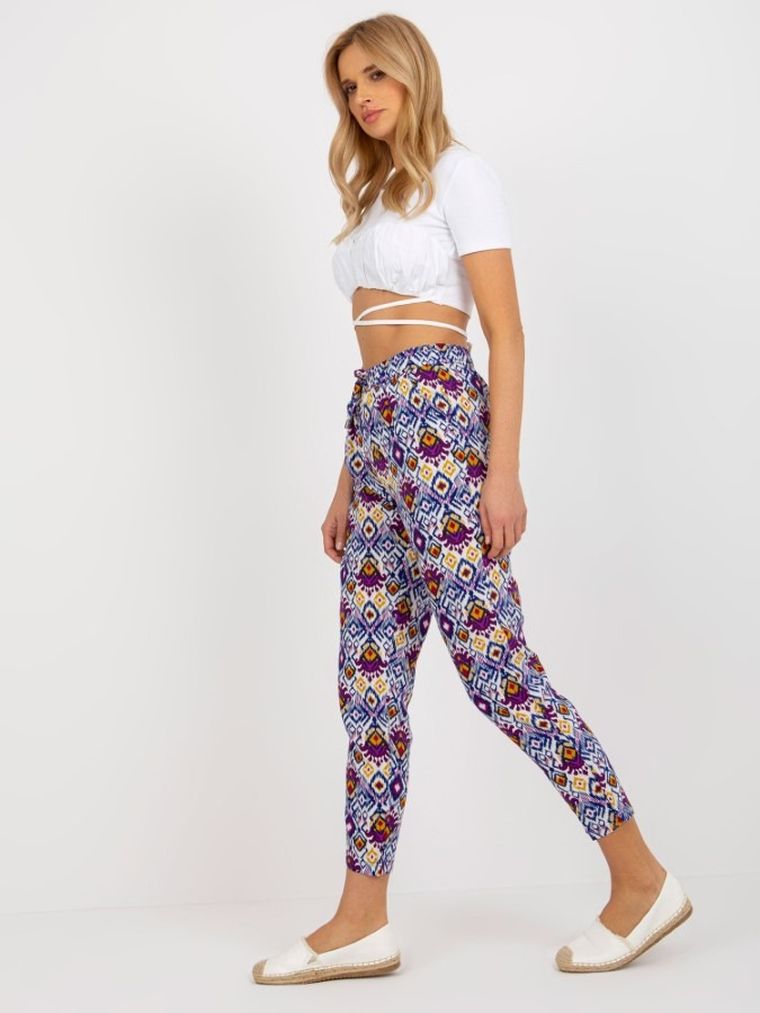 Spodnie materiałowe damskie, fioletowe, Sublevel