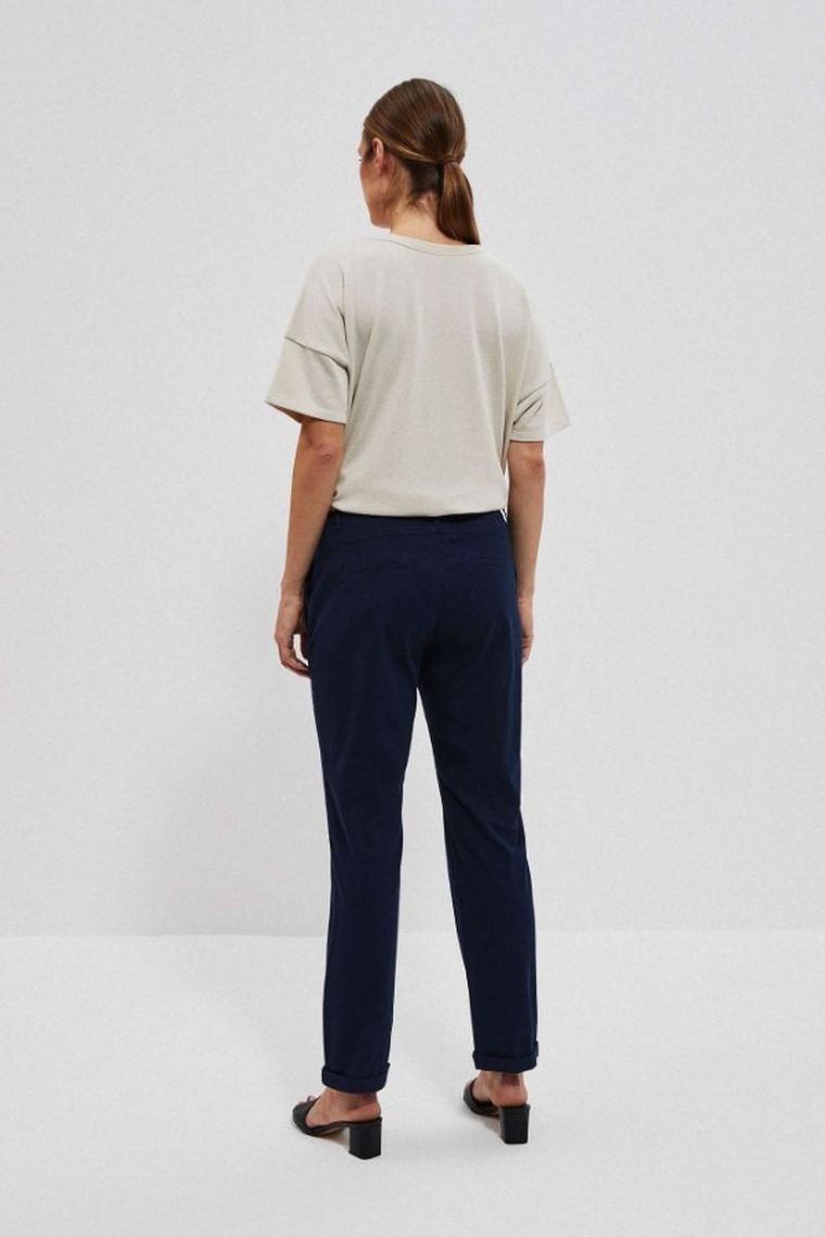 Spodnie materiałowe damskie, granatowe, Moodo