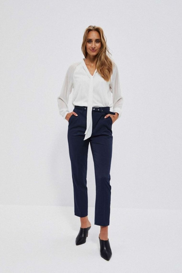 Spodnie materiałowe damskie, granatowe, Moodo