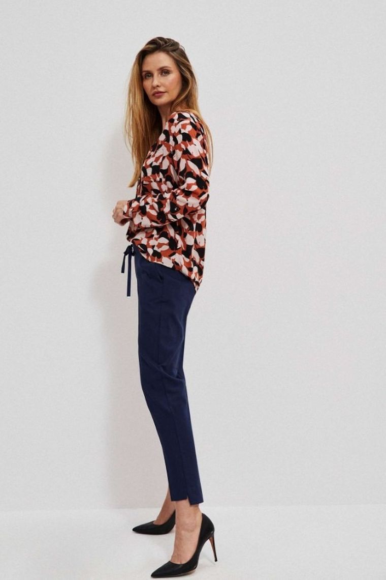 Spodnie materiałowe damskie, granatowe, Moodo