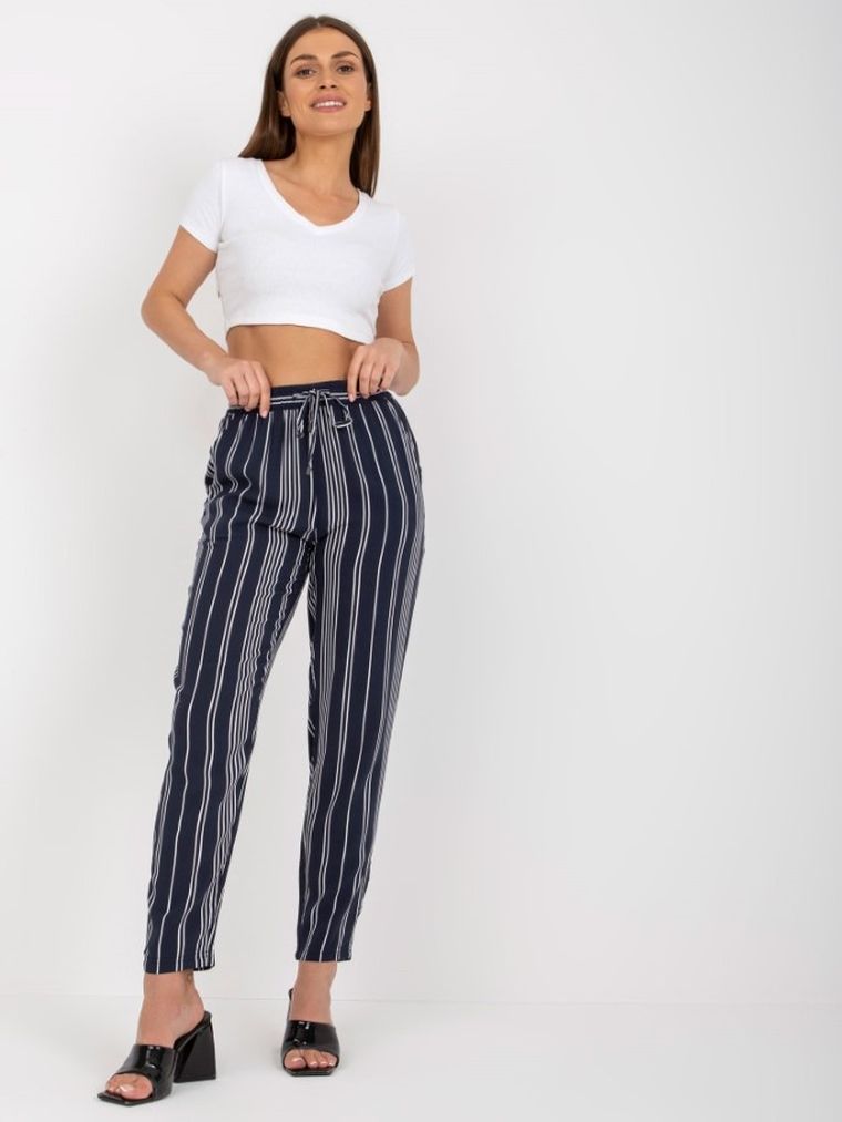 Spodnie materiałowe damskie, granatowe, Sublevel