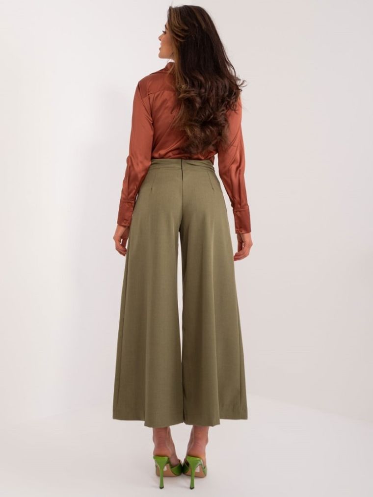 Spodnie materiałowe damskie, khaki, Italy Moda