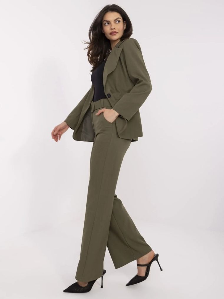 Spodnie materiałowe damskie, khaki, Italy Moda