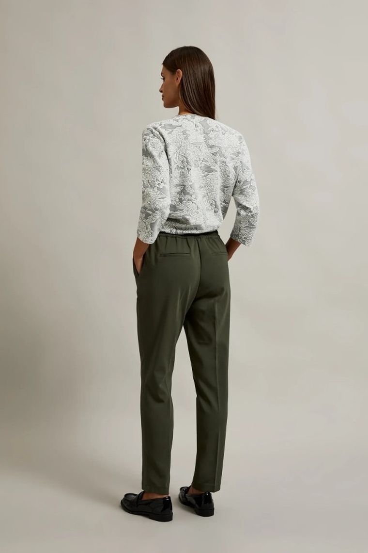 Spodnie materiałowe damskie, khaki, Moodo