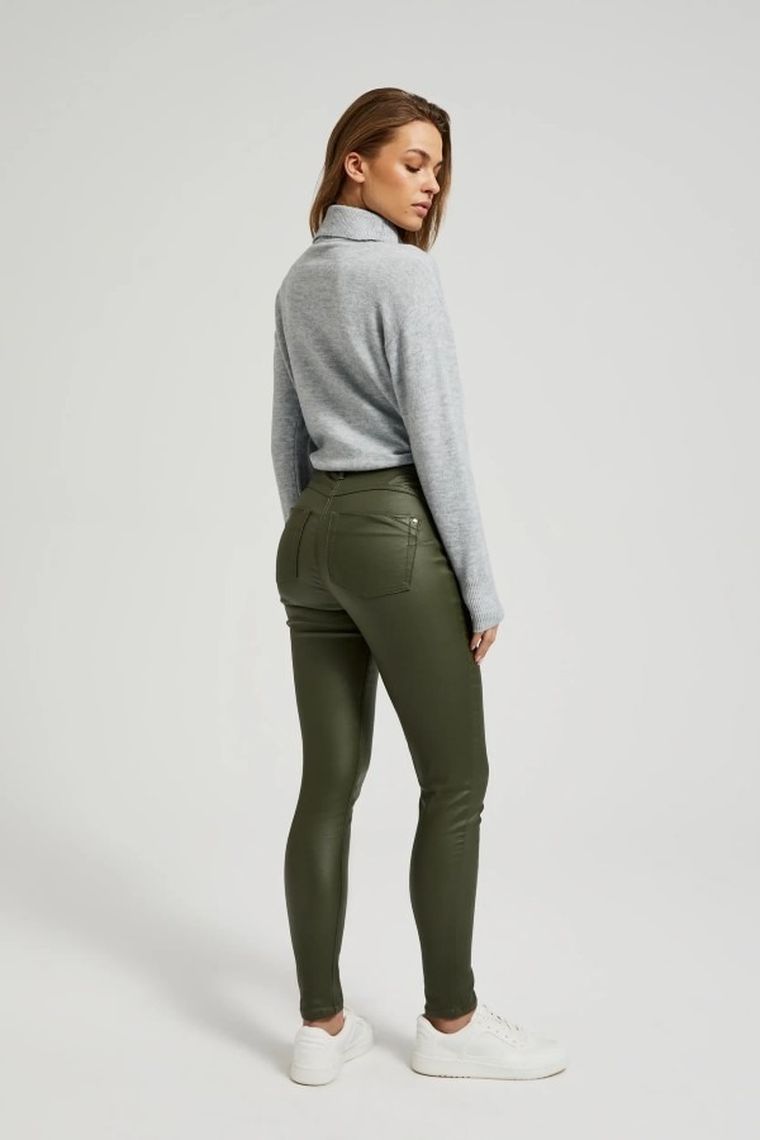 Spodnie materiałowe damskie, khaki, Moodo