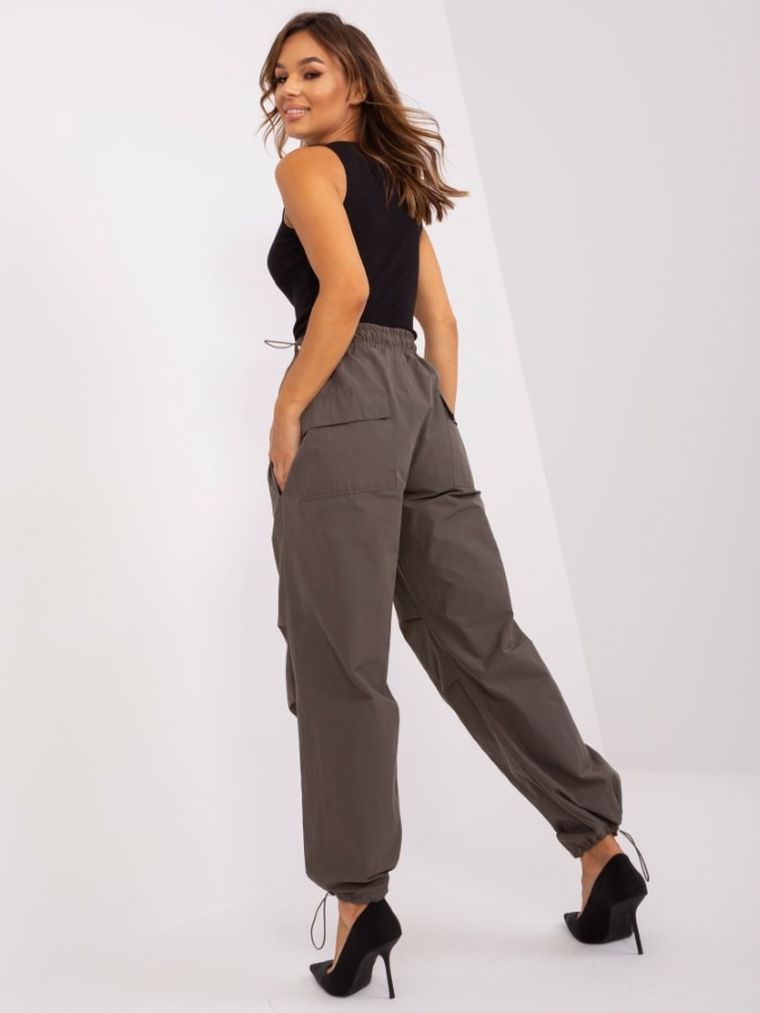 Spodnie materiałowe damskie, khaki, Och Bella