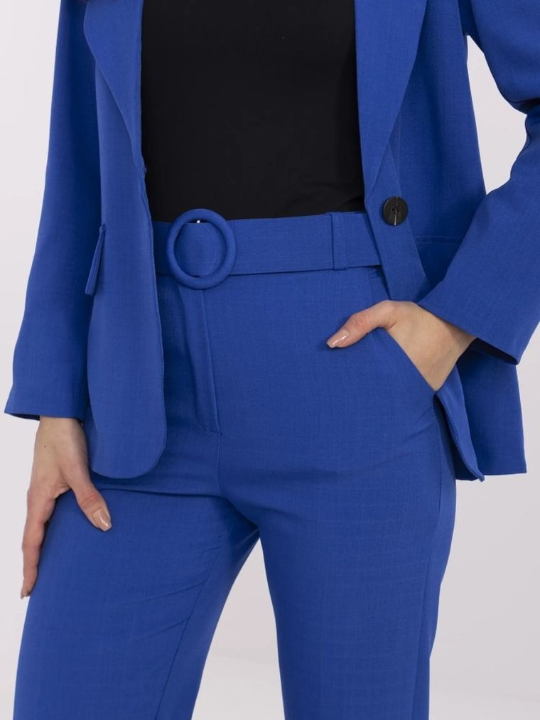 Spodnie materiałowe damskie, niebieskie, Italy Moda