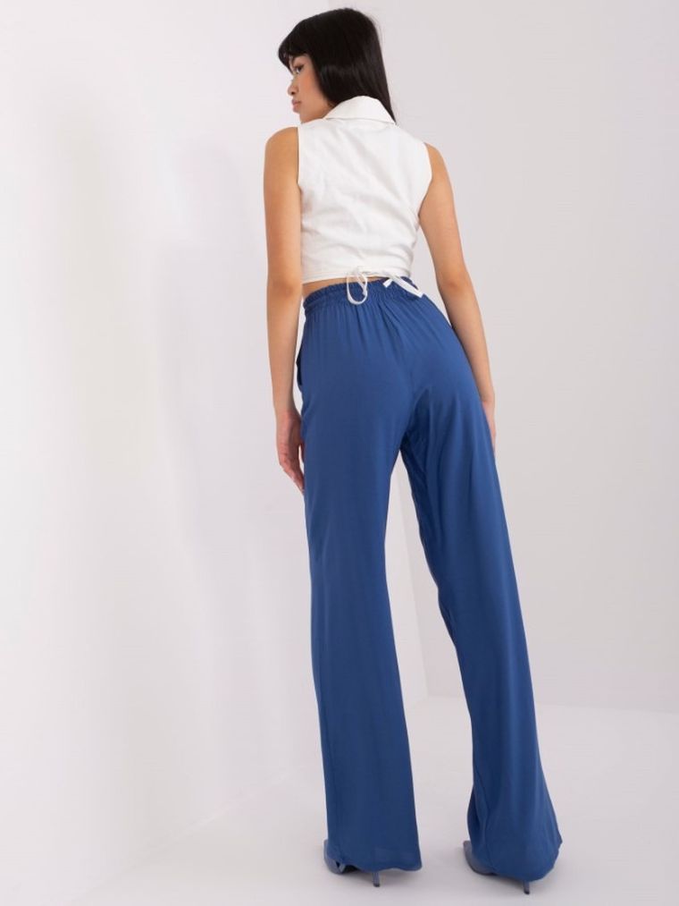 Spodnie materiałowe damskie, niebieskie, Lakerta