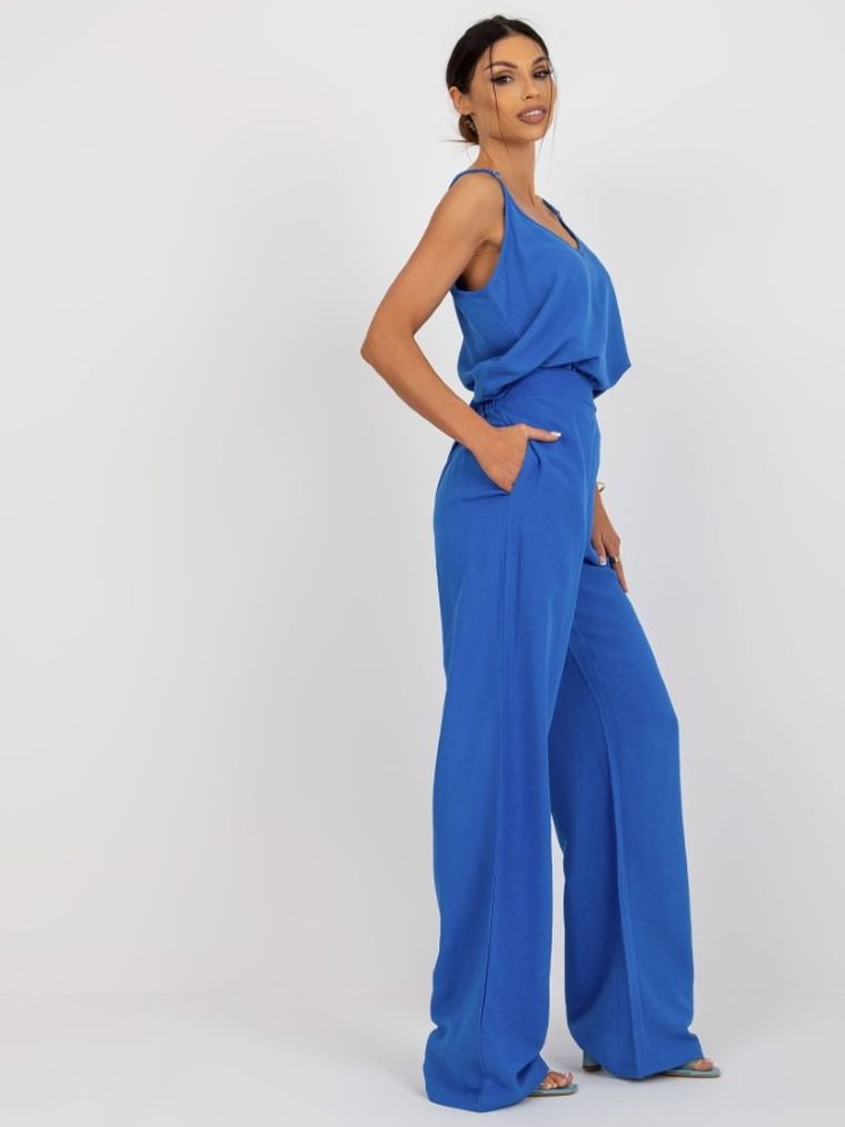 Spodnie materiałowe damskie, niebieskie, Och Bella