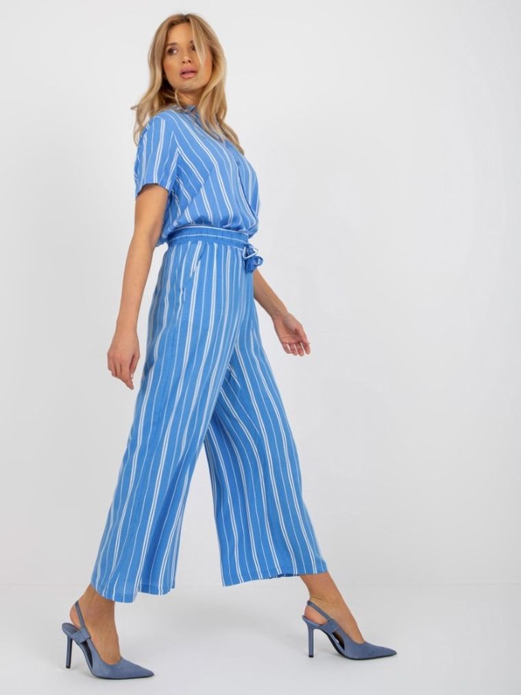 Spodnie materiałowe damskie, niebieskie, Sublevel