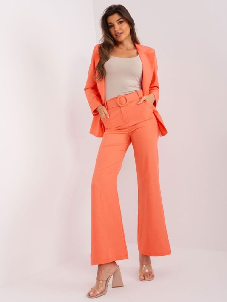 Spodnie materiałowe damskie, pomarańczowe, Italy Moda