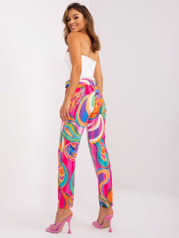 Spodnie materiałowe damskie, różowe, Italy Moda