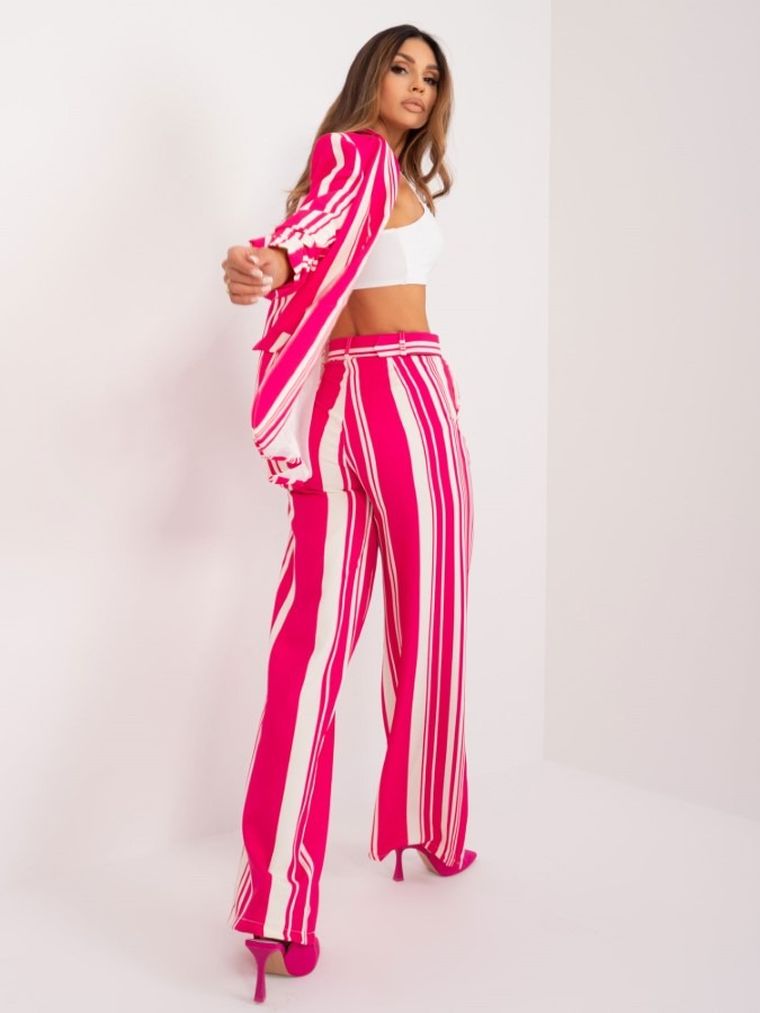 Spodnie materiałowe damskie, różowe, Italy Moda