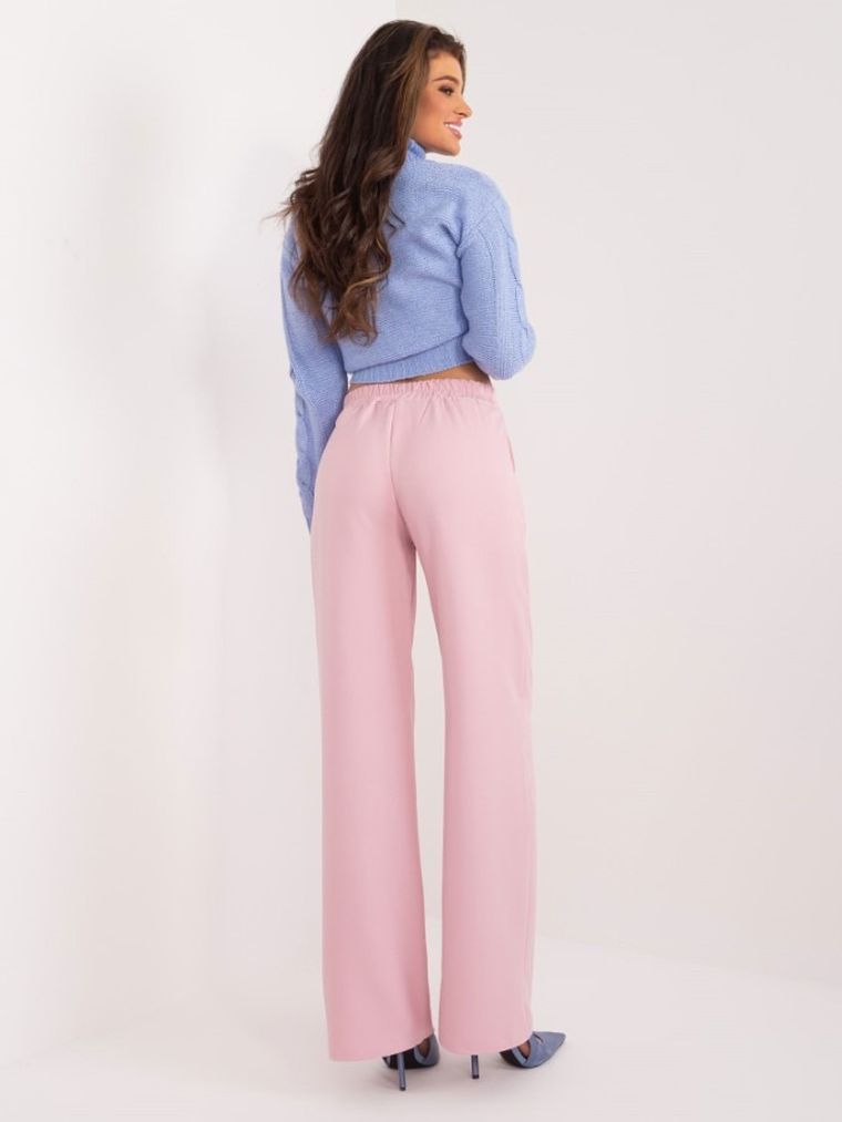 Spodnie materiałowe damskie, różowe, Rue Paris