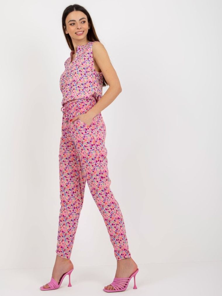 Spodnie materiałowe damskie, różowe, Sublevel