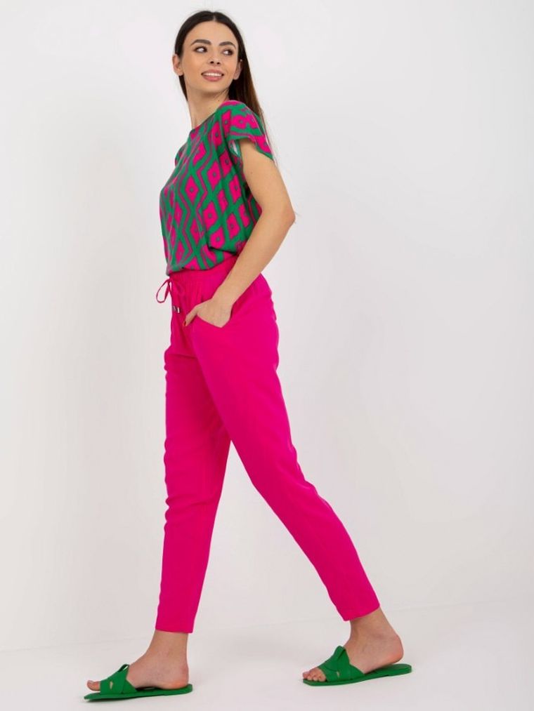 Spodnie materiałowe damskie, różowe, Sublevel